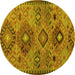 Round Persian Yellow Traditional Rug, tr4188yw