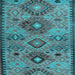 Square Machine Washable Persian Light Blue Traditional Rug, wshtr4188lblu