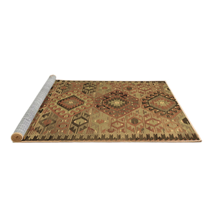 Sideview of Machine Washable Persian Brown Traditional Rug, wshtr4188brn