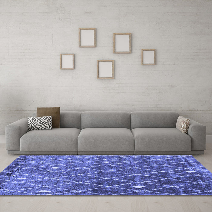 Machine Washable Persian Blue Traditional Rug in a Living Room, wshtr4189blu