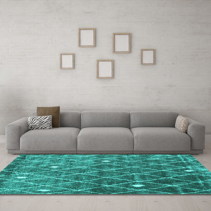 Machine Washable Persian Turquoise Traditional Area Rugs in a Living Room,, wshtr4189turq