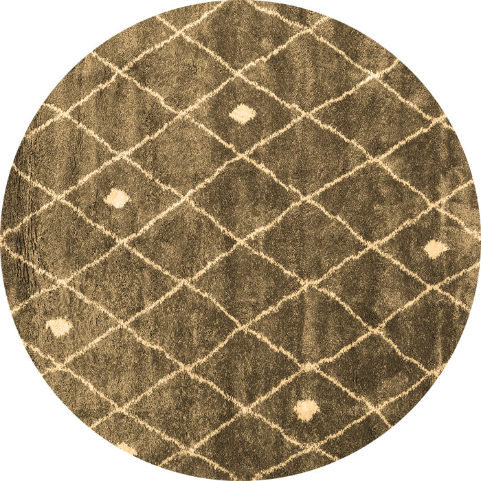 Round Persian Brown Traditional Rug, tr4189brn