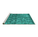 Sideview of Machine Washable Persian Turquoise Traditional Area Rugs, wshtr4189turq