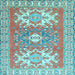 Square Geometric Light Blue Traditional Rug, tr418lblu