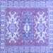 Square Machine Washable Geometric Blue Traditional Rug, wshtr418blu
