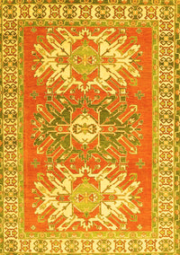 Geometric Yellow Traditional Rug, tr418yw