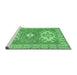 Sideview of Machine Washable Geometric Emerald Green Traditional Area Rugs, wshtr418emgrn