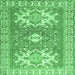 Square Geometric Emerald Green Traditional Rug, tr418emgrn