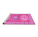 Sideview of Machine Washable Geometric Pink Traditional Rug, wshtr418pnk