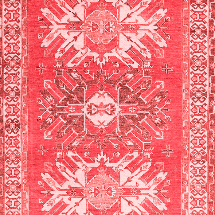 Machine Washable Geometric Red Traditional Rug, wshtr418red