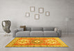 Machine Washable Geometric Yellow Traditional Rug in a Living Room, wshtr418yw