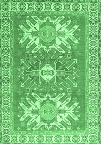 Geometric Emerald Green Traditional Rug, tr418emgrn