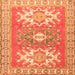 Round Machine Washable Geometric Orange Traditional Area Rugs, wshtr418org