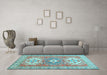 Machine Washable Geometric Light Blue Traditional Rug in a Living Room, wshtr418lblu