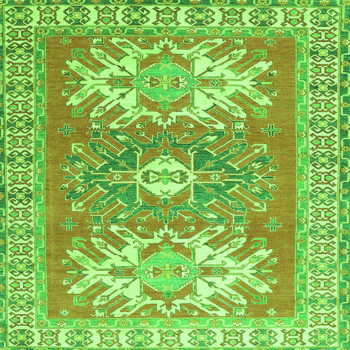Round Machine Washable Geometric Green Traditional Area Rugs, wshtr418grn