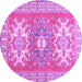 Round Machine Washable Geometric Purple Traditional Area Rugs, wshtr418pur