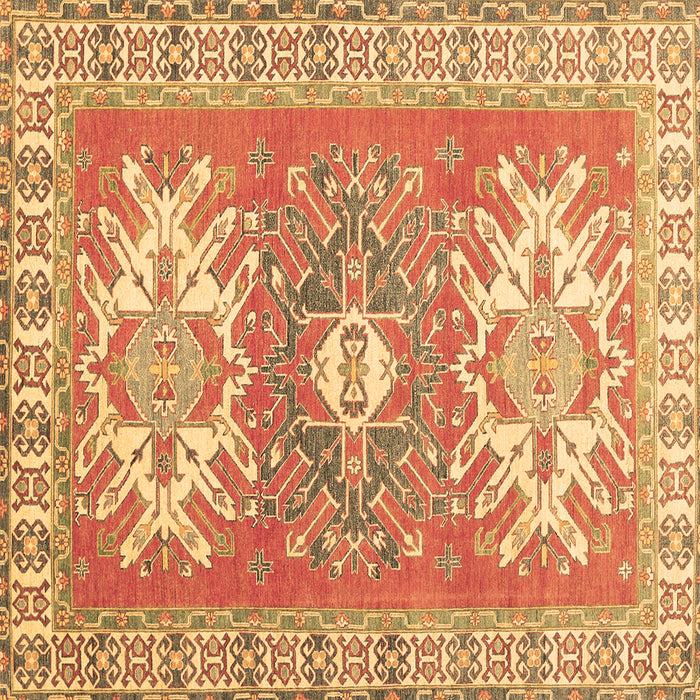 Square Geometric Brown Traditional Rug, tr418brn