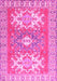 Machine Washable Geometric Pink Traditional Rug, wshtr418pnk