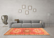 Machine Washable Geometric Orange Traditional Area Rugs in a Living Room, wshtr418org