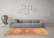 Machine Washable Geometric Brown Traditional Rug in a Living Room,, wshtr418brn