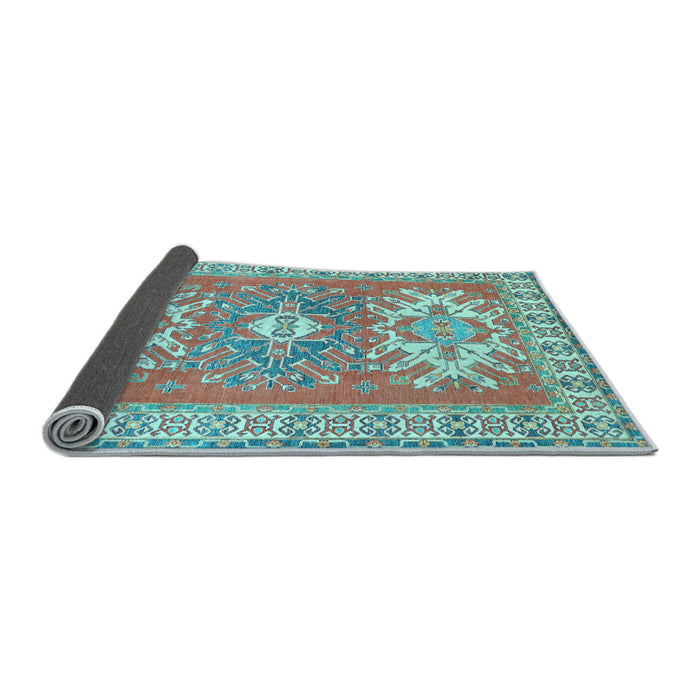 Sideview of Geometric Light Blue Traditional Rug, tr418lblu