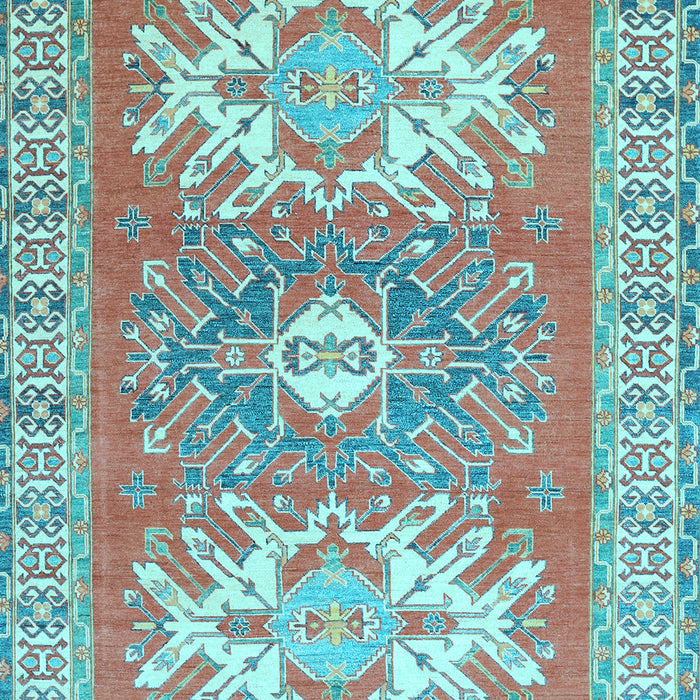 Machine Washable Geometric Light Blue Traditional Rug, wshtr418lblu
