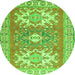 Square Geometric Green Traditional Rug, tr418grn