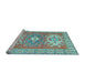 Sideview of Machine Washable Geometric Light Blue Traditional Rug, wshtr418lblu