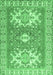 Machine Washable Geometric Emerald Green Traditional Area Rugs, wshtr418emgrn