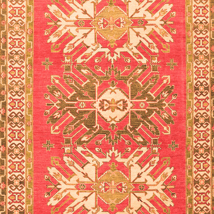 Serging Thickness of Machine Washable Geometric Orange Traditional Area Rugs, wshtr418org