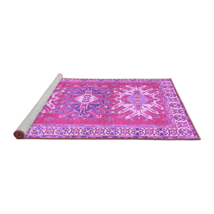 Sideview of Machine Washable Geometric Purple Traditional Area Rugs, wshtr418pur