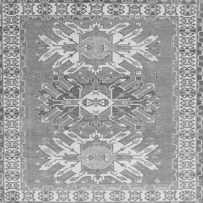 Round Machine Washable Geometric Gray Traditional Rug, wshtr418gry