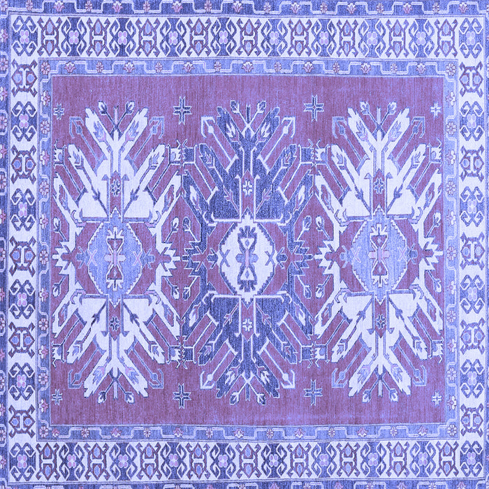 Square Geometric Blue Traditional Rug, tr418blu