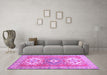 Machine Washable Geometric Purple Traditional Area Rugs in a Living Room, wshtr418pur