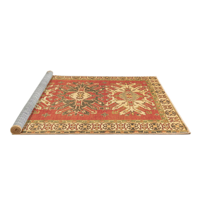 Sideview of Machine Washable Geometric Brown Traditional Rug, wshtr418brn