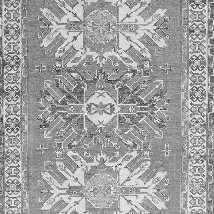 Serging Thickness of Machine Washable Geometric Gray Traditional Rug, wshtr418gry