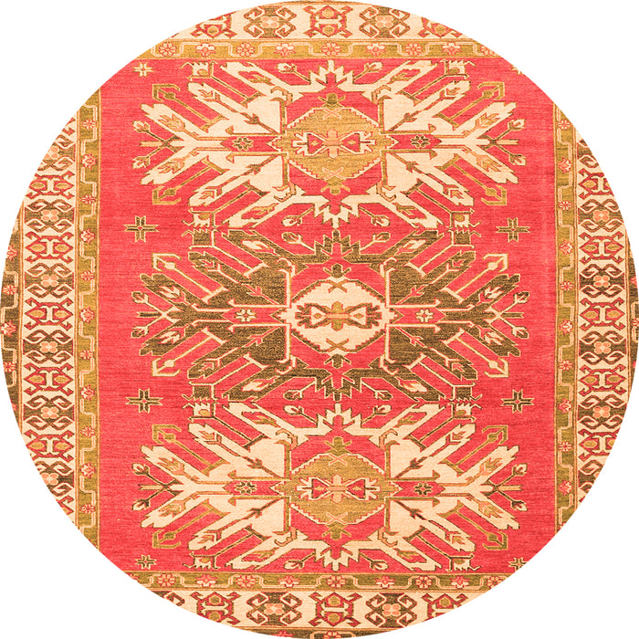 Square Geometric Orange Traditional Rug, tr418org