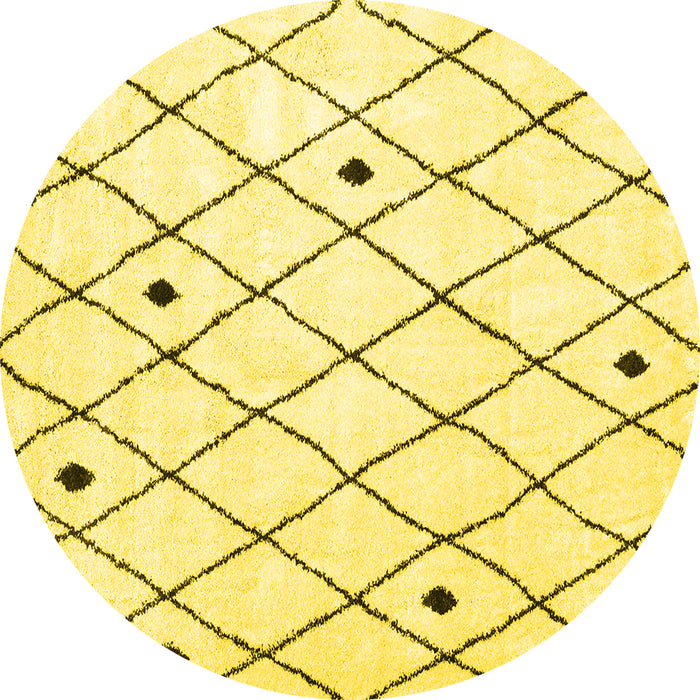 Round Machine Washable Persian Yellow Traditional Rug, wshtr4190yw