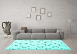 Machine Washable Persian Turquoise Traditional Area Rugs in a Living Room,, wshtr4191turq
