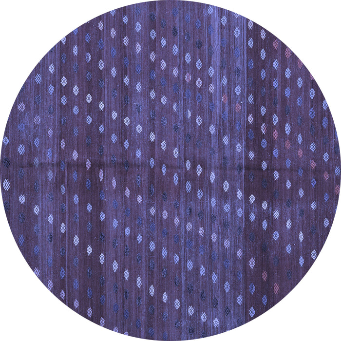 Round Machine Washable Southwestern Blue Country Rug, wshtr4192blu