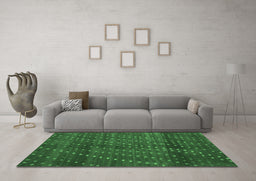 Machine Washable Southwestern Emerald Green Country Area Rugs in a Living Room,, wshtr4192emgrn