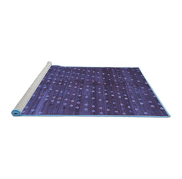 Sideview of Machine Washable Southwestern Blue Country Rug, wshtr4192blu