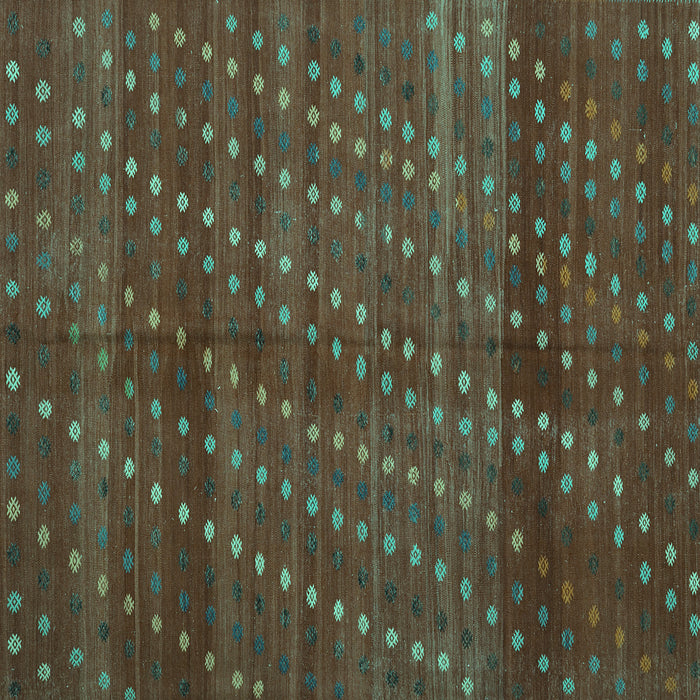 Square Machine Washable Southwestern Turquoise Country Area Rugs, wshtr4192turq