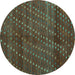 Round Southwestern Turquoise Country Rug, tr4192turq