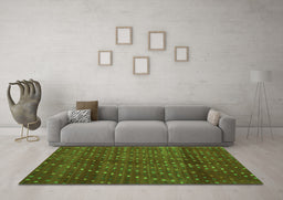 Machine Washable Southwestern Green Country Area Rugs in a Living Room,, wshtr4192grn