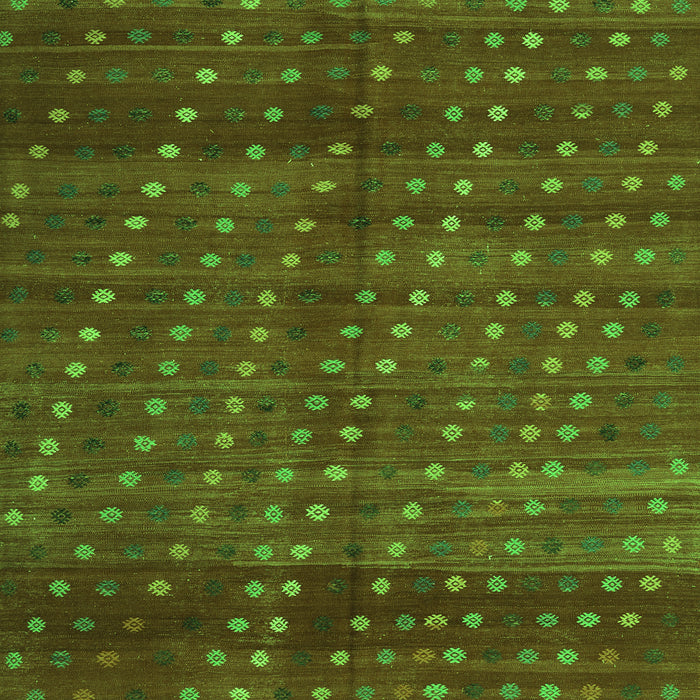 Serging Thickness of Machine Washable Southwestern Green Country Area Rugs, wshtr4192grn