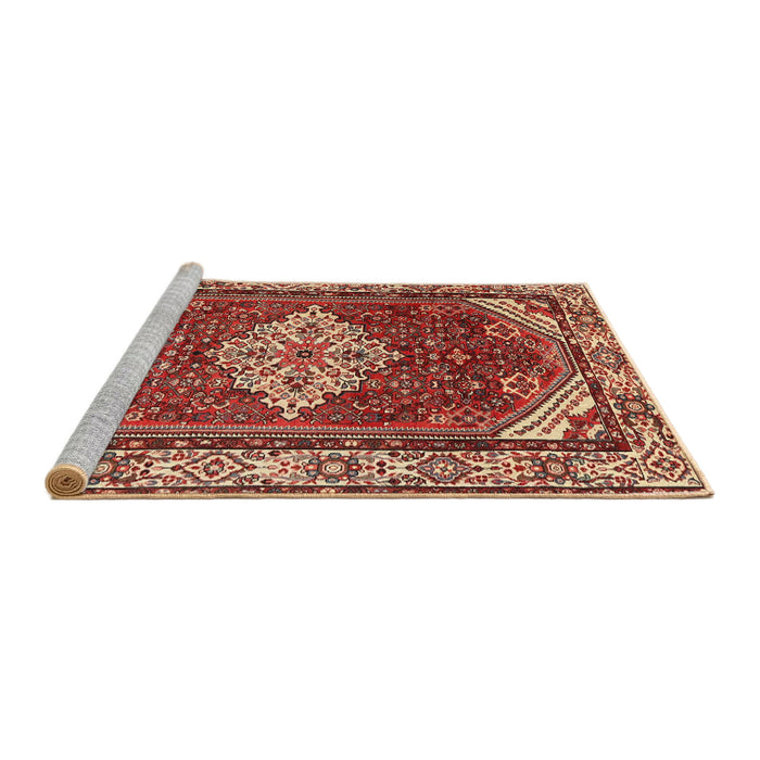 Sideview of Machine Washable Traditional Tangerine Pink Rug, wshtr4193