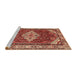 Sideview of Machine Washable Traditional Tangerine Pink Rug, wshtr4193