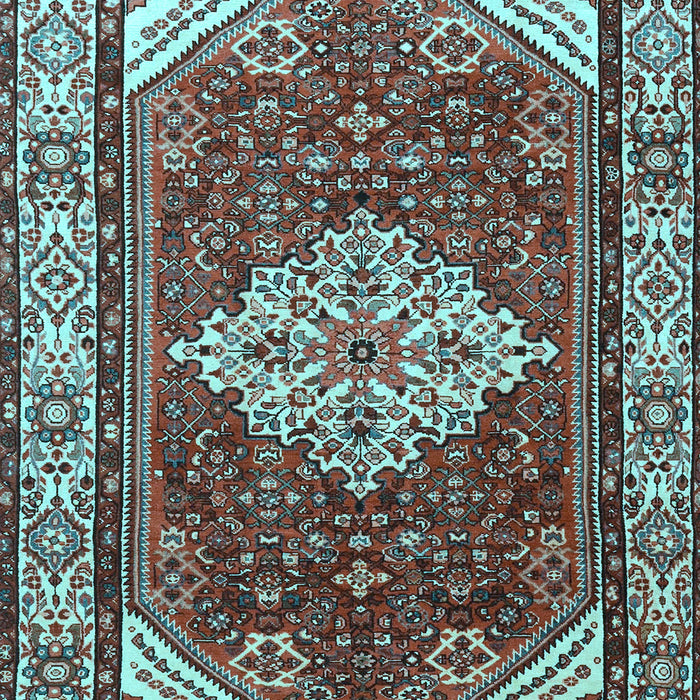 Machine Washable Medallion Light Blue Traditional Rug, wshtr4193lblu