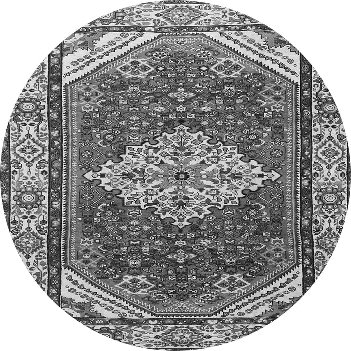 Machine Washable Medallion Gray Traditional Rug, wshtr4193gry
